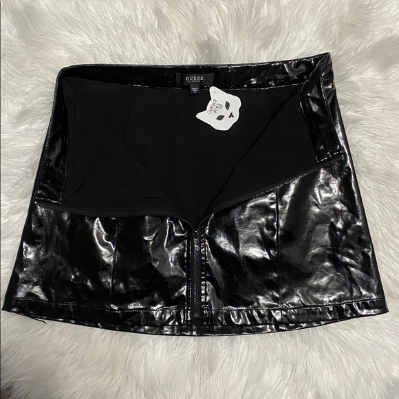 Guess Pvc Goth Black Mini Zip up Skirt - Picture 4 of 6